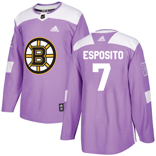 Adidas Bruins #7 Phil Esposito Purple Authentic Fights Cancer Stitched NHL Jersey - Click Image to Close